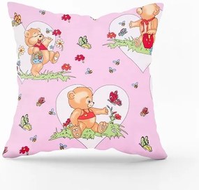 Obliečka na vankúš ružový macko Veľkost obliečok: 70 x 90 cm, Zapínanie: Gombíky