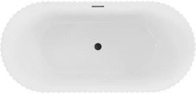 Mexen Paola, voľne stojaca vaňa, drážkovaná, 170 x 80 cm, biela lesklá, čierna matná, 52721708000-70