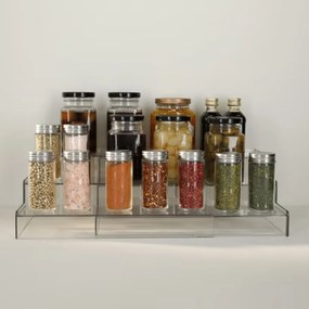 JJA Prídavná rozťahovacia polička, organizér na korenie, 3 schodíky, 31 - 58 x 23 x 12 cm