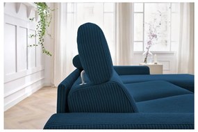 Tmavomodrá menčestrová rozkladacia rohová pohovka (variabilná) Monaco – Bobochic Paris