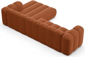 Ženilková rohová pohovka v tehlovej farbe (pravý roh/s leňoškou) Lupine – Micadoni