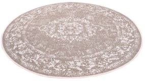 Dekorstudio Obojstranný okrúhly koberec na terasu DuoRug 5577 - béžový Priemer koberca: 160cm