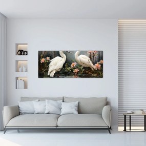 Obraz - Žeriavy biely (120x50 cm)