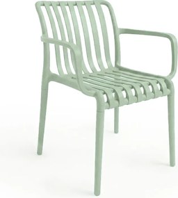 Plastová stolička TREGO s podrúčkami, zelená