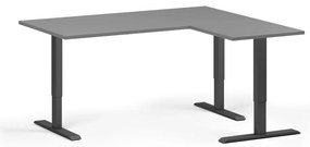 Výškovo nastaviteľný stôl, 160x140 cm, 3 motory, L/P, čierna podnož, grafit