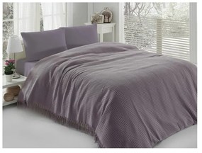 Fialová bavlnená prikrývka na dvojlôžko Pique, 220 × 240 cm