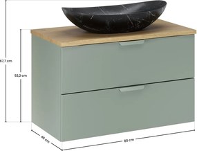 Závesná skrinka Aster Lena s umývadlom 80 cm zelená/dub cremona