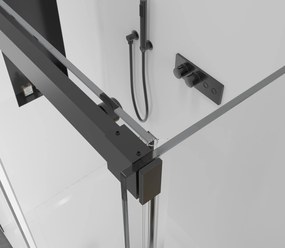 Cerano Lantono, sprchovací kút s posuvnými dverami 120(dvere) x 80(stena) x 195 cm, 8mm číre sklo, čierny profil, CER-CER-433112