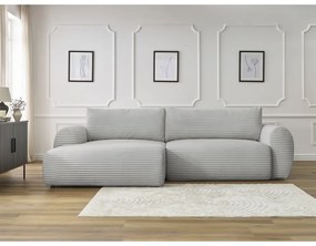 Svetlosivá menčestrová rozkladacia rohová pohovka (ľavý roh) Lucien – Bobochic Paris