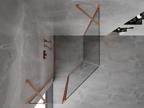 Mexen Mist, päťuholníkový sprchový kút výklopný 80 x 100 cm, číre sklo, medený matný profil, 8A8-080-100-65-00