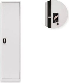 Úzka kovová kancelárska skriňa na dokumenty na kľúč Tokio Grey