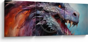 Obraz - Ilustrácia draka (s hodinami) (90x30 cm)