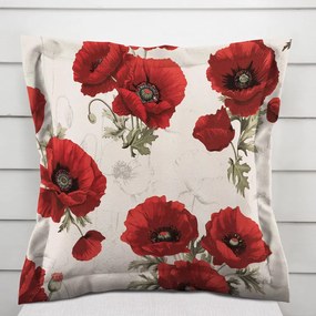 Biante Bavlnená obliečka na vankúš s lemom Sandra SA-586 Vlčie maky na krémovom 30 x 50 cm