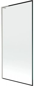 Mexen Next L, 1-krídlová vaňová zástena 90 x 150 cm, 6mm číre sklo-čierny vzor, 6mm číre sklo, profil brúsená oceľ, 895-090-000-03-70-97