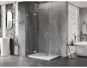 Mexen Lunar T, výklopný ľavý sprchový kút 125 x 70 cm, 8mm číre sklo, oceľový profil, 834T-125-070-97-00-L