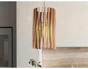 Drevený závesný luster na lanku 1xE27/60W/230V, priemer 38 cm, masív – jaseň/kaučukovník