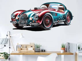 Závodné auto veterán textilní prelepiteľná nálepka na stenu hárok 47 x 22 cm
