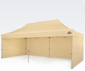 BRIMO Párty stan 3x6 m Nožnicový (3 steny) - Oceľová Konštrukcia a Plachta 330g/m² - s 3 stenami - Béžová 11