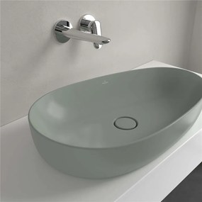 VILLEROY &amp; BOCH Antao asymetrické umývadlo na dosku bez otvoru, bez prepadu, 650 x 400 mm, Morning Green, s povrchom CeramicPlus, 4A7465R8