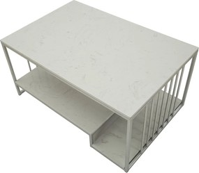 Konferenčný stolík Kayseri 90 cm mramor/strieborný