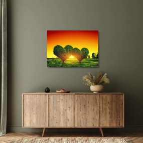 Sklenený obraz - Srdce v korunách stromov (70x50 cm)