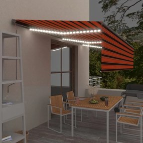 Automatická markíza tienidlo&LED&senzor vetra 6x3 m oranžovo-hnedá 3069495