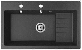 Kuchynský drez Akream (čierna + textúra) (s 2 otvormi pre batériu). Vlastná spoľahlivá doprava až k Vám domov. 1066306