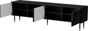 TV STOLÍK CAMILLO 4D ČIERNA + ZLATÁ 204 cm