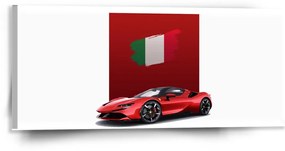 Sablio Obraz Ferrari Talianska vlajka na červenom bloku - 110x50 cm