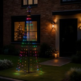 Vianočná stojaca lampa čierna 240 cm vrátane LED RGB IP44 s diaľkovým ovládaním - Nagi