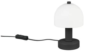 Čierno-biela stolová lampa so skleneným tienidlom (výška 19 cm) Glenn – Reality