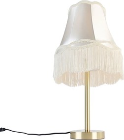 Klasická stolná lampa mosadz s tienidlom Granny krémová 30 cm - Simplo