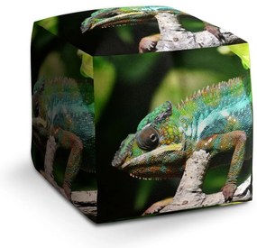 Taburet Cube chameleón, zelená