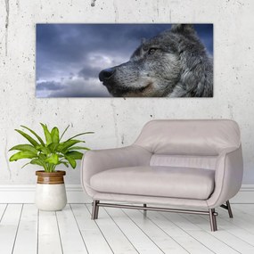 Obraz - Vlčia hlava (120x50 cm)