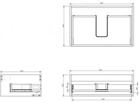 Mexen Box-A, závesná skrinka 70 cm, 1 zásuvka, sivá matná, 91AX0-0700-235-1-62