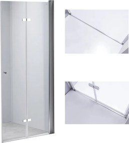 BPS-koupelny Zalamovacie otočné sprchové dvere HYD-JSD01E 120 chrom/transparent pre inštaláciu do niky - bez vaničky