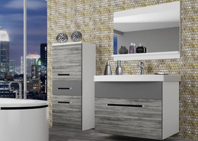Kúpeľňový nábytok Belini šedý antracit Glamour Wood / šedý mat + umývadlo + zrkadlo  ROD M 2/0/W/GWSR/0/ZW