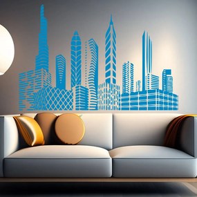 Veselá Stena Samolepka Mesto budúcnosti Farba: modrá, Veľkosť: 100 x 67 cm