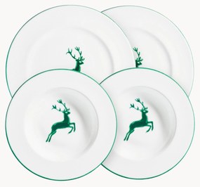 Ručne vyrobená súprava riadu Grüner Hirsch, 2 osoby, 4 ks