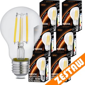 SADA 6x LED žiarovka E27 15W 1650lm 4000K - neutrálna biela