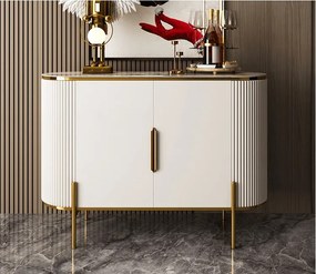 EXKLUZÍVNA KOMODA LORAN BIELA + ZLATÉ DOPLNKY 150 cm