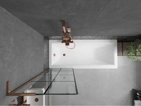 Mexen Next L, 1-krídlová vaňová zástena 60 x 150 cm, 6mm číre sklo-čierny vzor, ružové zlato profil, 895-060-000-03-77-60