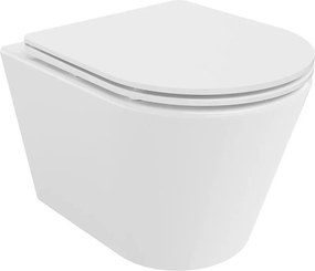Mexen Rico, závesná WC misa 490x360x370 mm, Rimless Tornádo + WC sedadlo z duroplastu, biela lesklá, 30720300T