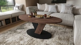 LOVA Hnedý dub/Čierny - OVÁLNY KONFERENČNÝ STOLÍK 110 × 60 cm MODERNÝ KÁVOVÝ STOLÍK