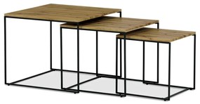 Sada 3 konferenčních stolů AF-3008 OAK, MDF deska, divoký dub, černý kov