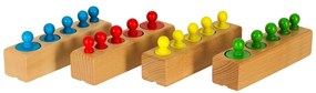 KIK Drevené Montessori valcové závažia – farebné vzdelávacie puzzle