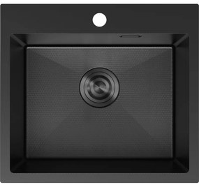 Mexen Solix, 1-komorový nerezový drez 500 x 450 mm, čierna, vzor voština, 6402501000-70HC