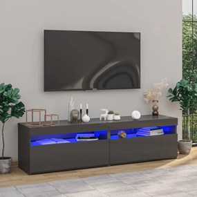TV skrinky 2 ks s LED svetlami lesklé sivé 75x35x40 cm