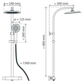 Schütte 60076 - Sprchová sada s termostatickou batériou MADURA FRESH čierna