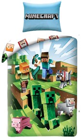 DETSKÉ POSTEĽNÉ OBLIEČKY MINECRAFT 140X200 CM, 1KS 70X90 CM VZOROVANÉ